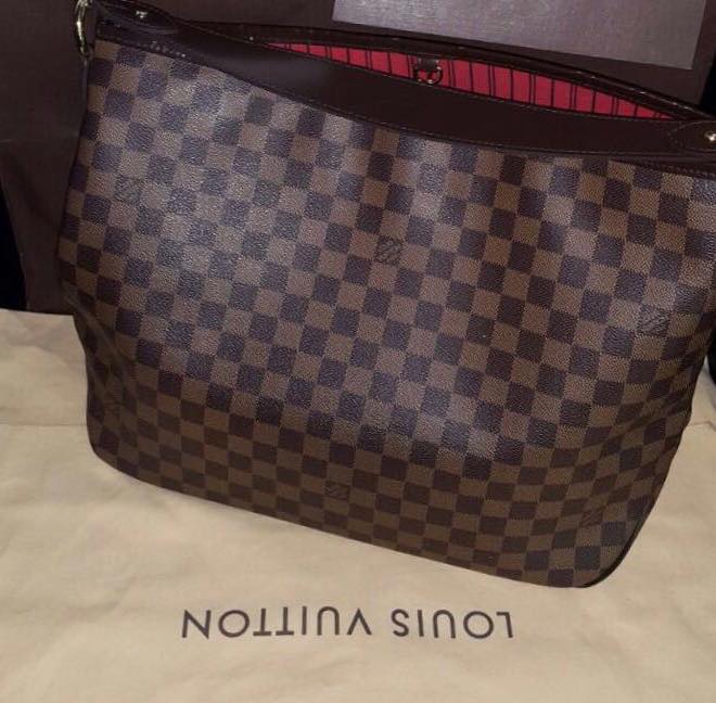 pre-loved Louis Vuitton Damier Ebene Delightful handle view