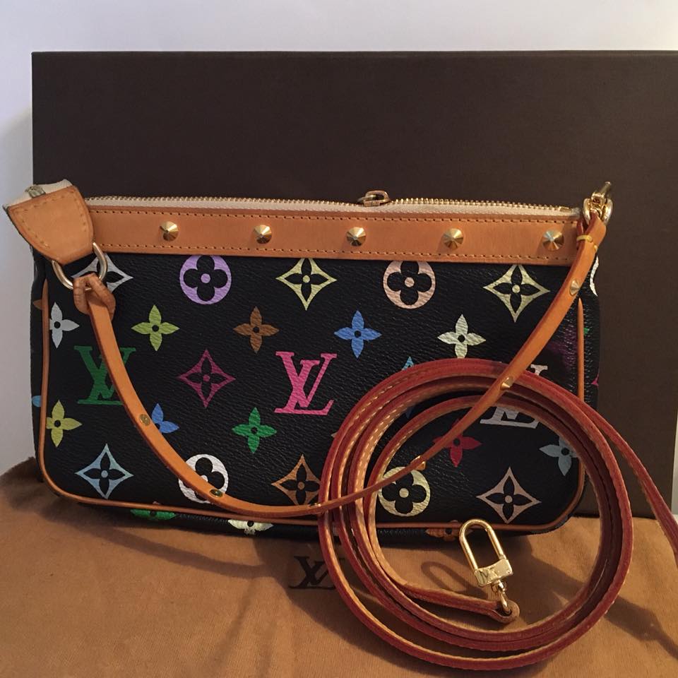 Louis Vuitton Multi Colour Black Pochette | I Love Vintage